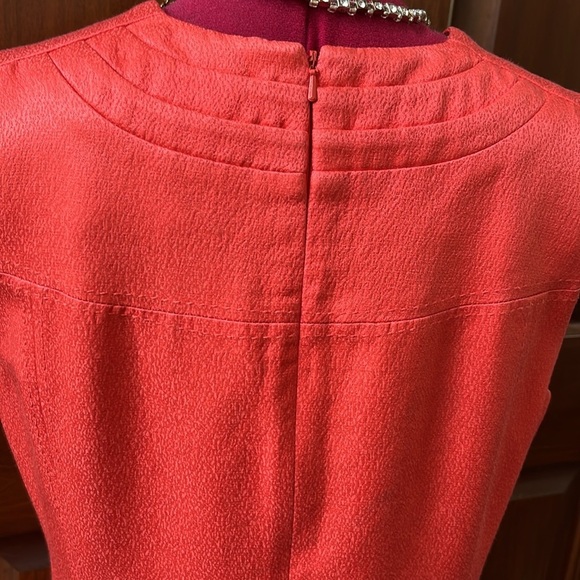 Tory Burch Dress Sleeveless dark coral almost orange flattering sheath Sz 6 - Picture 12 of 16